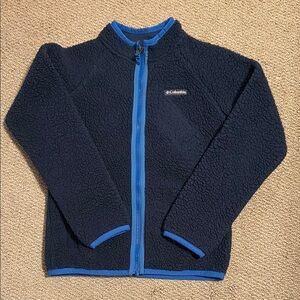 Columbia Dark Blue Sherpa Fleece Jacket with Bright Blue Accents